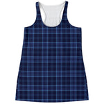Blue Tartan Pattern Print Women's Racerback Tank Top
