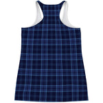 Blue Tartan Pattern Print Women's Racerback Tank Top