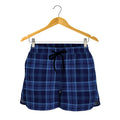 Blue Tartan Pattern Print Women's Shorts