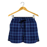Blue Tartan Pattern Print Women's Shorts