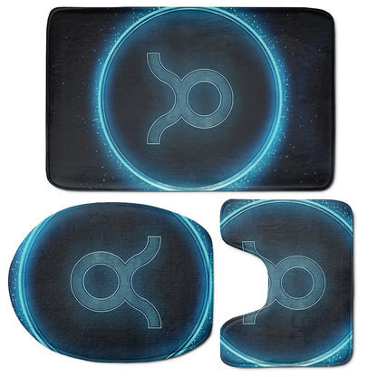 Blue Taurus Zodiac Sign Print 3 Piece Bath Mat Set
