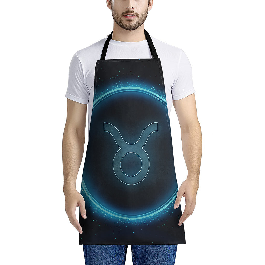 Blue Taurus Zodiac Sign Print Apron