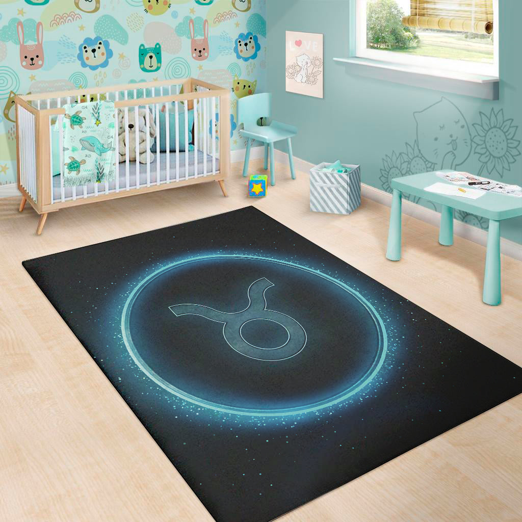 Blue Taurus Zodiac Sign Print Area Rug