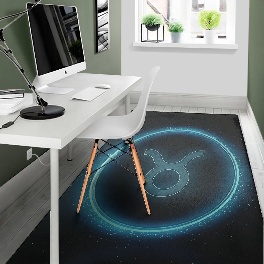 Blue Taurus Zodiac Sign Print Area Rug