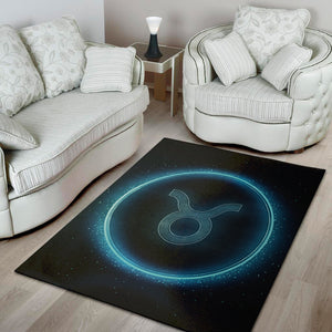 Blue Taurus Zodiac Sign Print Area Rug