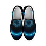 Blue Taurus Zodiac Sign Print Black Slip On Shoes