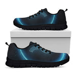 Blue Taurus Zodiac Sign Print Black Sneakers