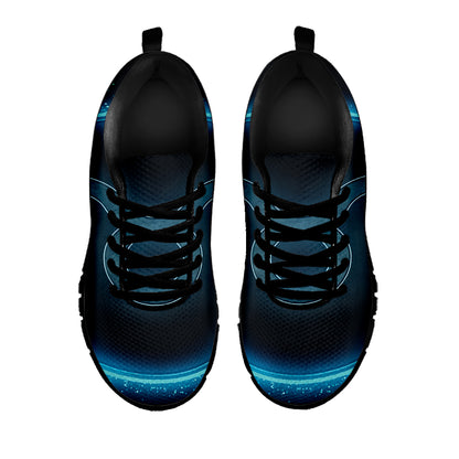 Blue Taurus Zodiac Sign Print Black Sneakers