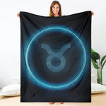 Blue Taurus Zodiac Sign Print Blanket