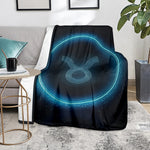 Blue Taurus Zodiac Sign Print Blanket