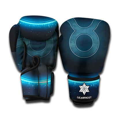 Blue Taurus Zodiac Sign Print Boxing Gloves