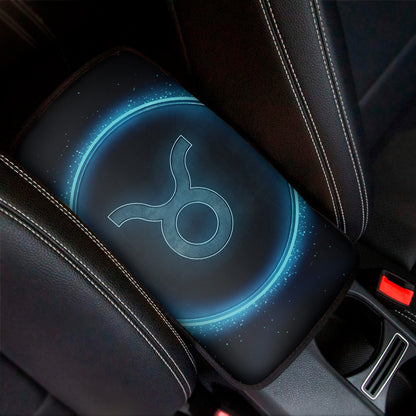 Blue Taurus Zodiac Sign Print Car Center Console Cover