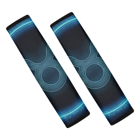 Blue Taurus Zodiac Sign Print Car Seat Belt Covers
