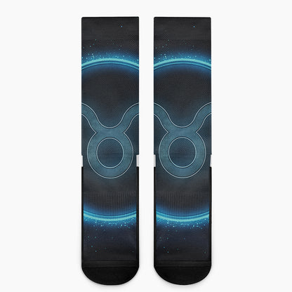 Blue Taurus Zodiac Sign Print Crew Socks