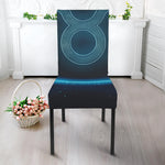 Blue Taurus Zodiac Sign Print Dining Chair Slipcover