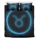 Blue Taurus Zodiac Sign Print Duvet Cover Bedding Set