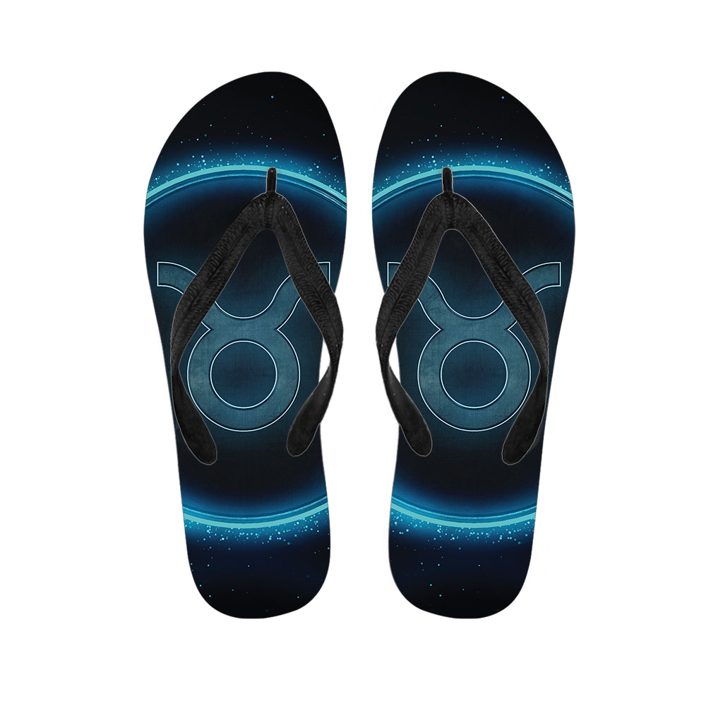 Blue Taurus Zodiac Sign Print Flip Flops