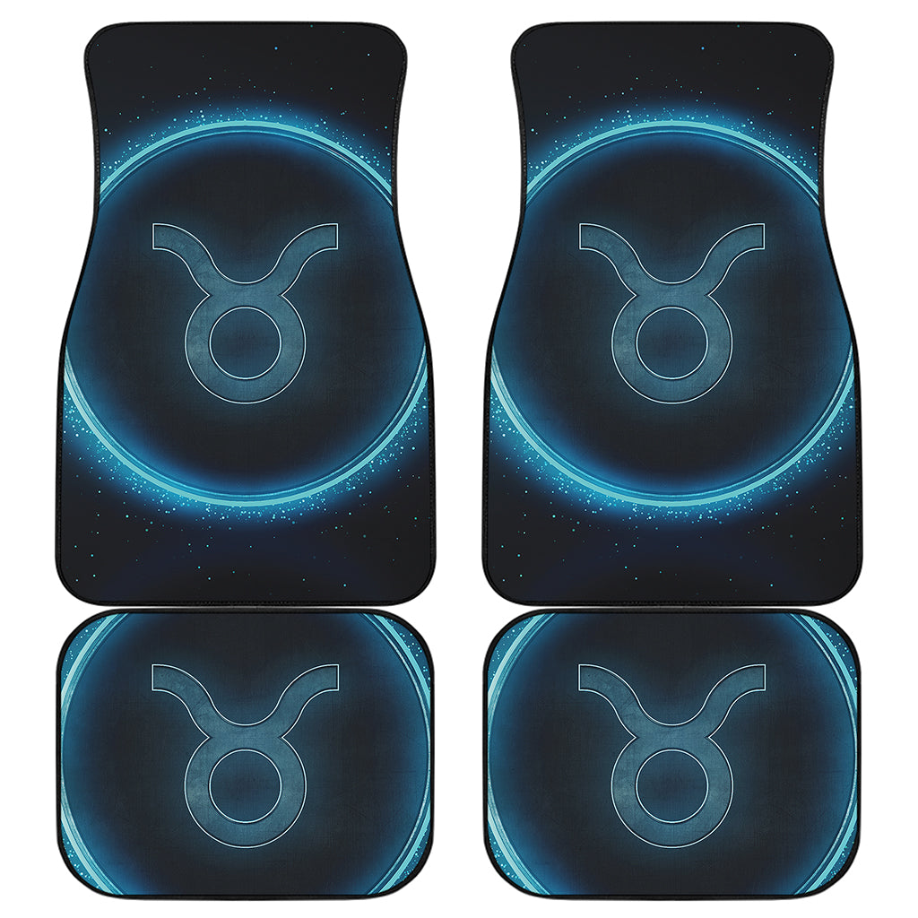 Blue Taurus Zodiac Sign Print Front and Back Car Floor Mats