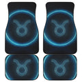 Blue Taurus Zodiac Sign Print Front and Back Car Floor Mats