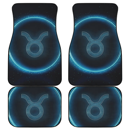 Blue Taurus Zodiac Sign Print Front and Back Car Floor Mats