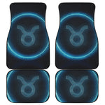 Blue Taurus Zodiac Sign Print Front and Back Car Floor Mats