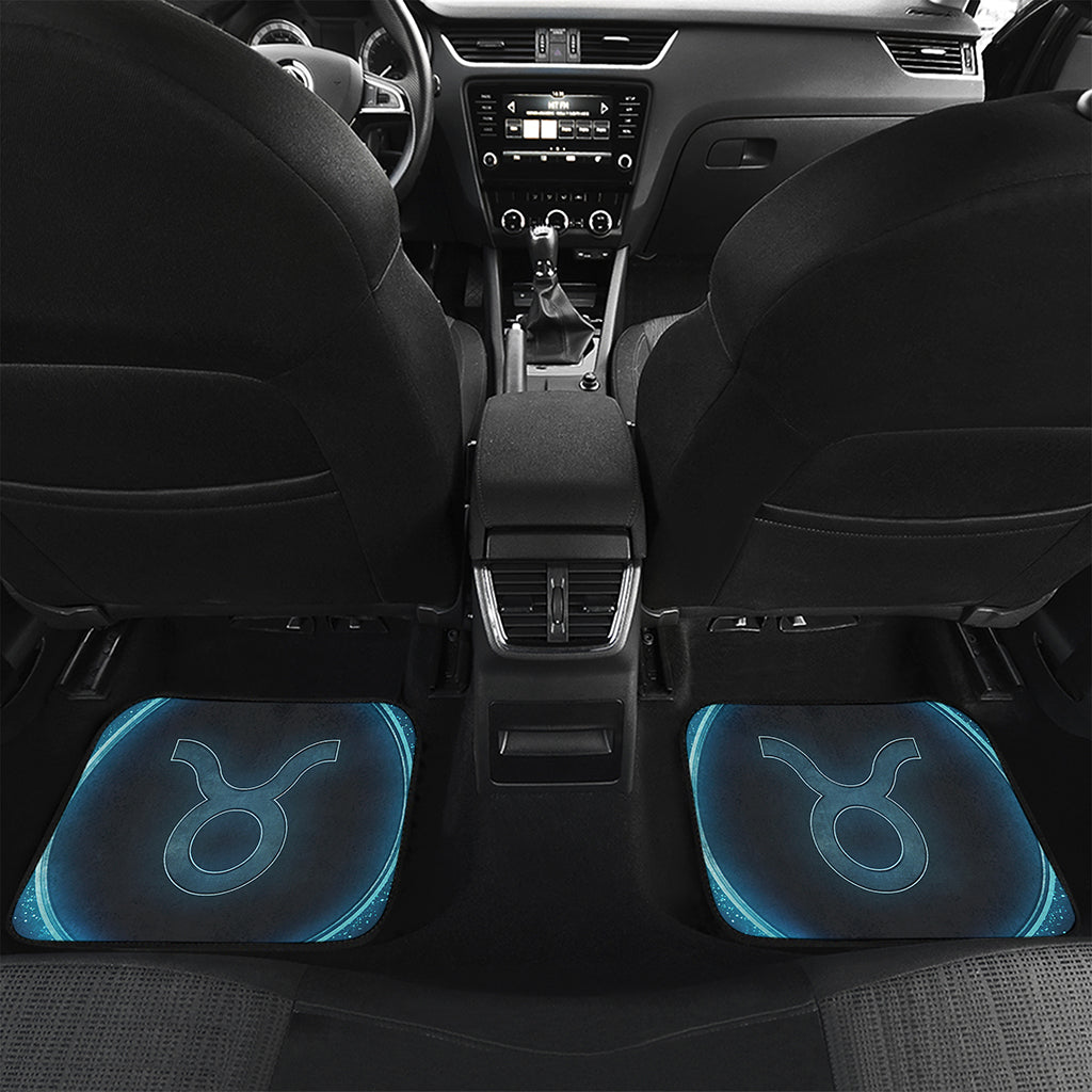 Blue Taurus Zodiac Sign Print Front and Back Car Floor Mats