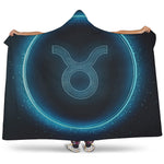 Blue Taurus Zodiac Sign Print Hooded Blanket