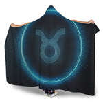 Blue Taurus Zodiac Sign Print Hooded Blanket
