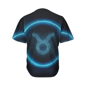 Blue Taurus Zodiac Sign Print Men's Baseball Jersey