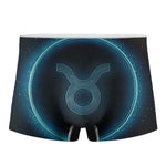 Blue Taurus Zodiac Sign Print Men's Boxer Briefs