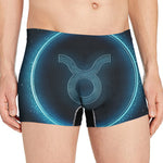 Blue Taurus Zodiac Sign Print Men's Boxer Briefs