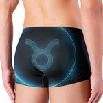 Blue Taurus Zodiac Sign Print Men's Boxer Briefs