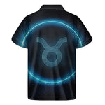 Blue Taurus Zodiac Sign Print Men's Short Sleeve Shirt
