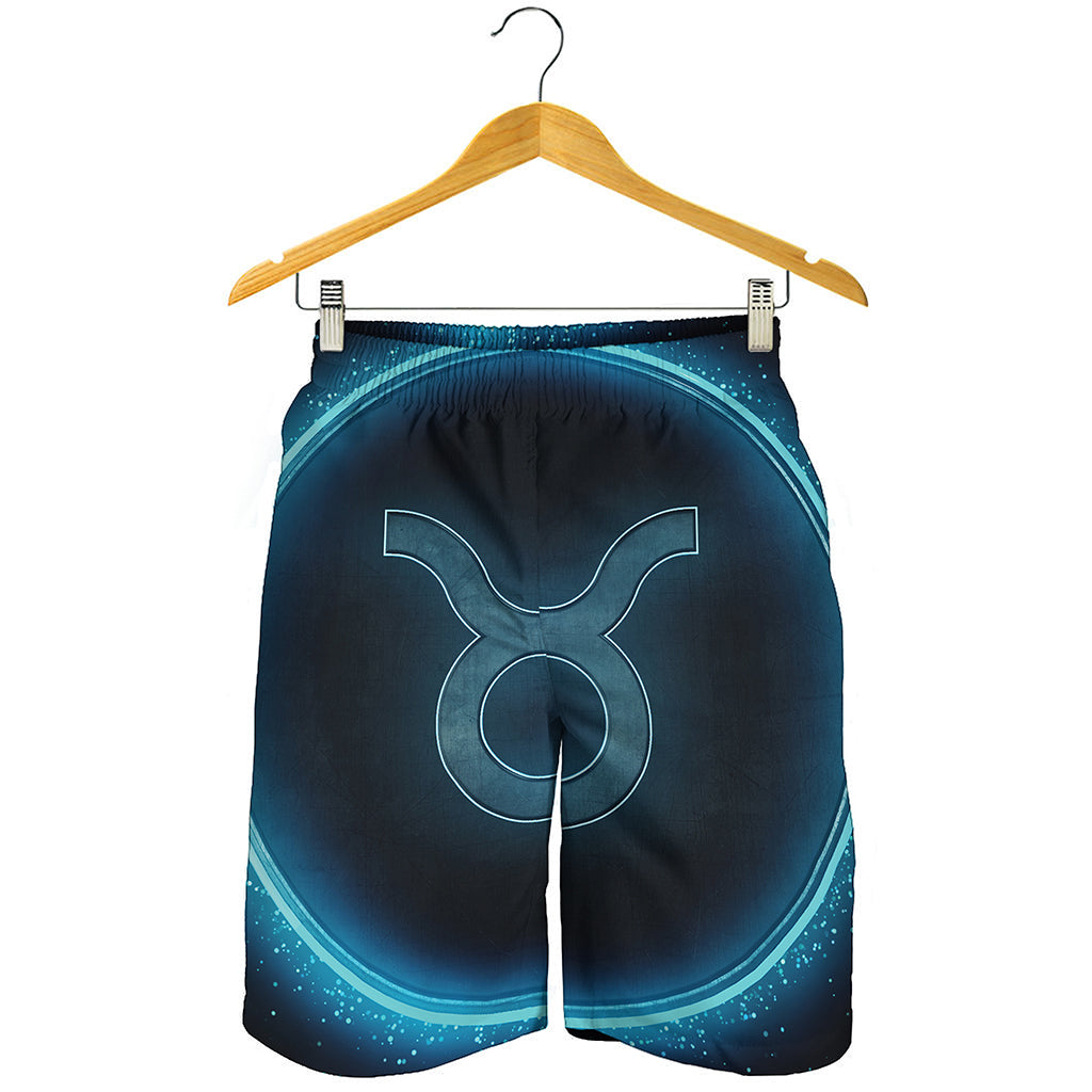Blue Taurus Zodiac Sign Print Men's Shorts
