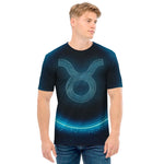 Blue Taurus Zodiac Sign Print Men's T-Shirt