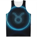 Blue Taurus Zodiac Sign Print Men's Tank Top