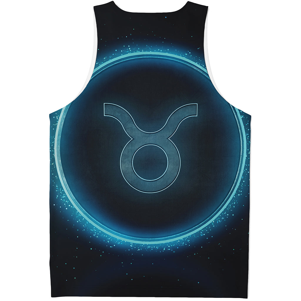 Blue Taurus Zodiac Sign Print Men's Tank Top