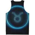 Blue Taurus Zodiac Sign Print Men's Tank Top