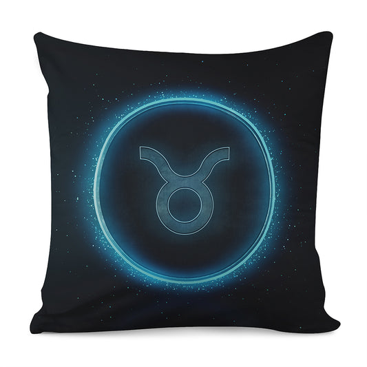 Blue Taurus Zodiac Sign Print Pillow Cover