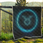 Blue Taurus Zodiac Sign Print Quilt