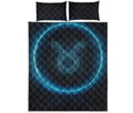 Blue Taurus Zodiac Sign Print Quilt Bed Set