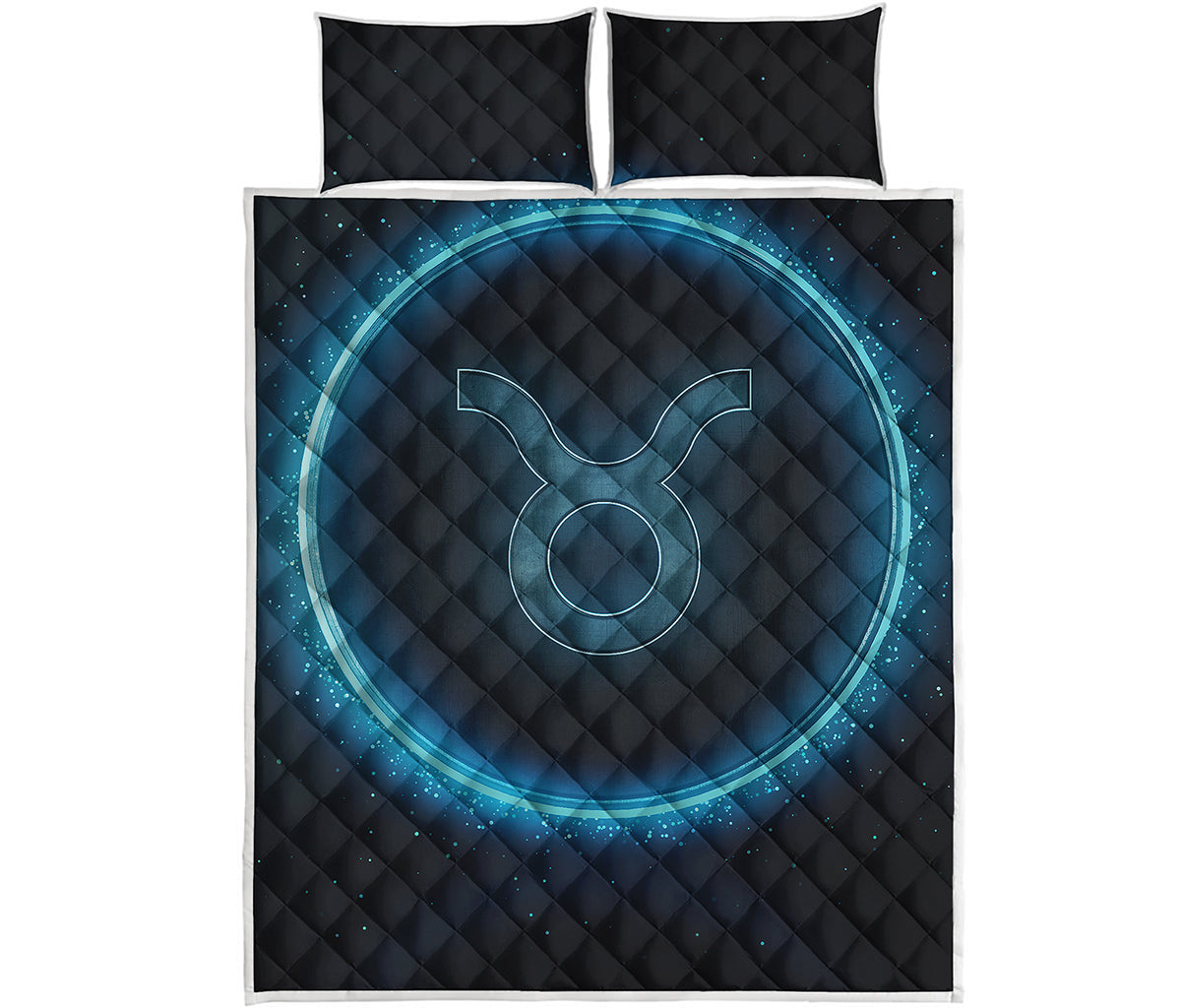 Blue Taurus Zodiac Sign Print Quilt Bed Set