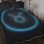 Blue Taurus Zodiac Sign Print Quilt Bed Set