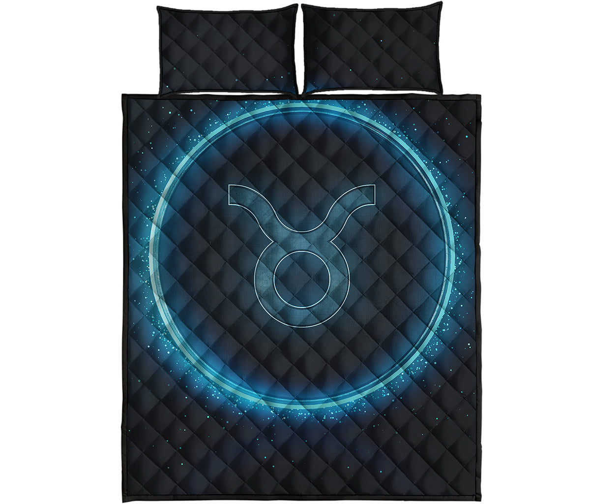 Blue Taurus Zodiac Sign Print Quilt Bed Set