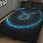 Blue Taurus Zodiac Sign Print Quilt Bed Set