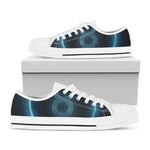 Blue Taurus Zodiac Sign Print White Low Top Shoes