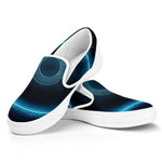 Blue Taurus Zodiac Sign Print White Slip On Shoes