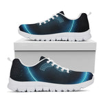 Blue Taurus Zodiac Sign Print White Sneakers