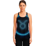 Blue Taurus Zodiac Sign Print Women's Racerback Tank Top