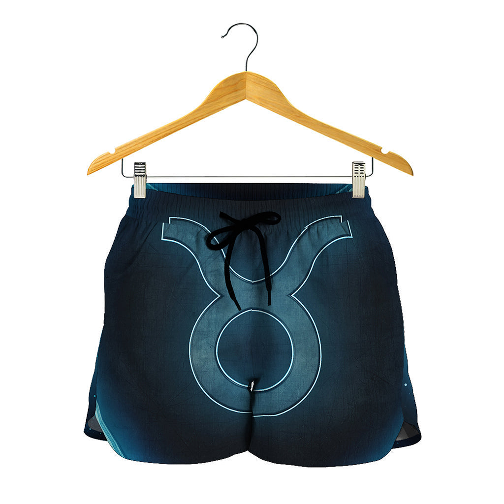 Blue Taurus Zodiac Sign Print Women's Shorts
